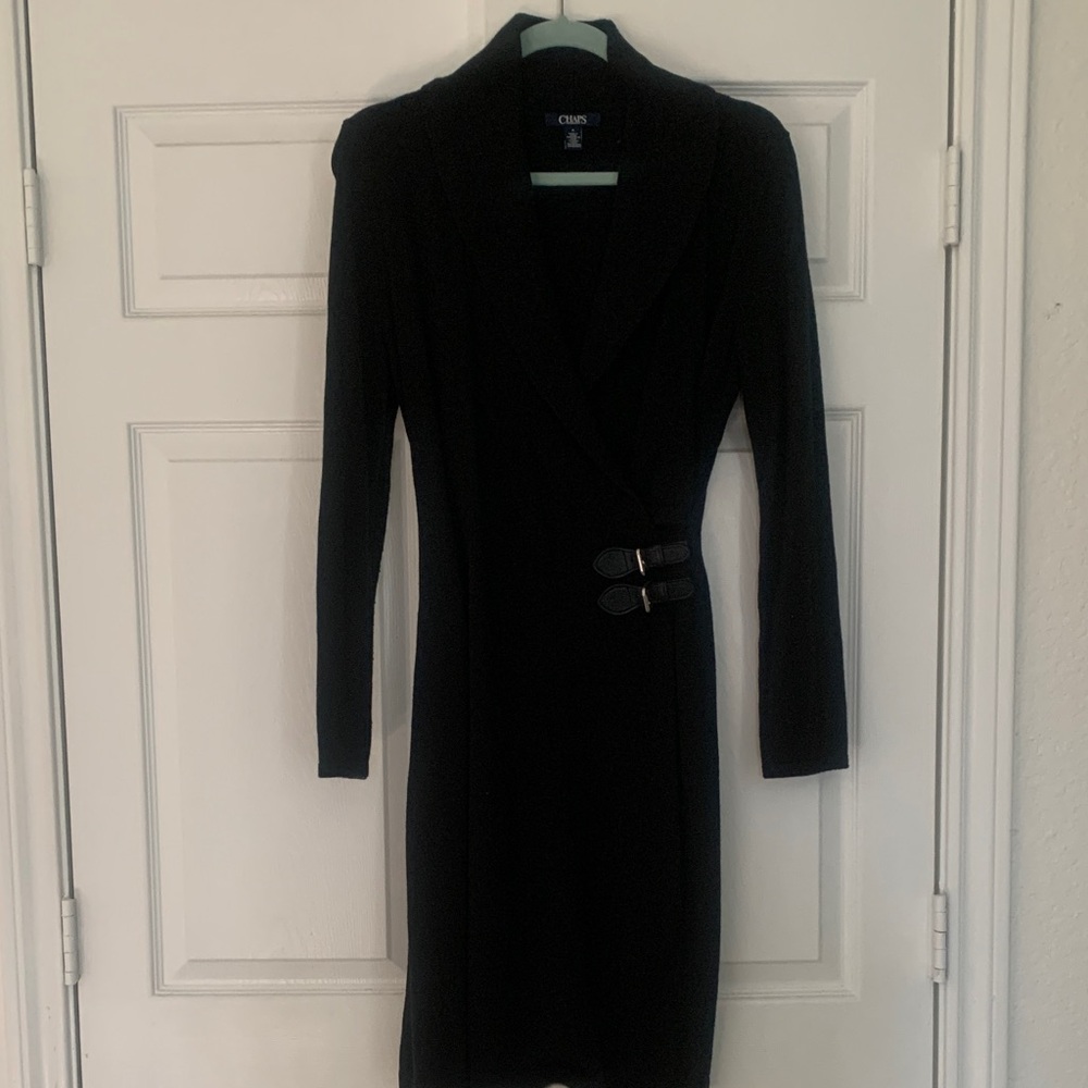 Chaps Elegant Black Long Sleeve Dress